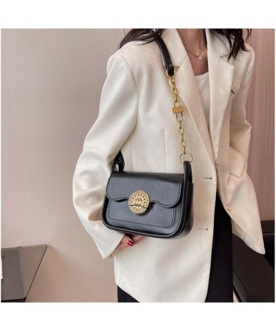 Retro Small Bag Women's One Shoulder Underarm Bag Versatile Crossbody Small Square Bag Black $35.63 Totes