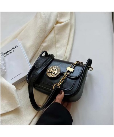 Retro Small Bag Women's One Shoulder Underarm Bag Versatile Crossbody Small Square Bag Black $35.63 Totes