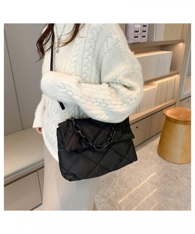 Puffer Purses and Handbags, Soft Down Cotton Padding Quilted Crossbody Tote Bags Puffy Shoulder Bag Handbags (Green) Black $1...