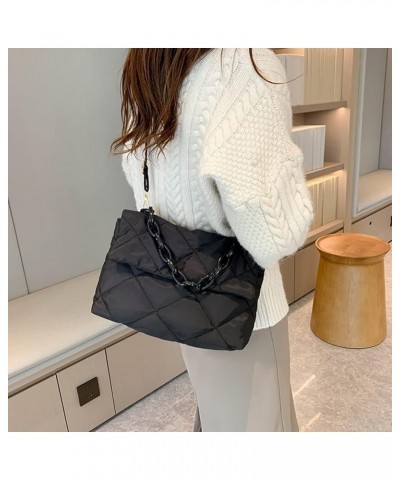 Puffer Purses and Handbags, Soft Down Cotton Padding Quilted Crossbody Tote Bags Puffy Shoulder Bag Handbags (Green) Black $1...