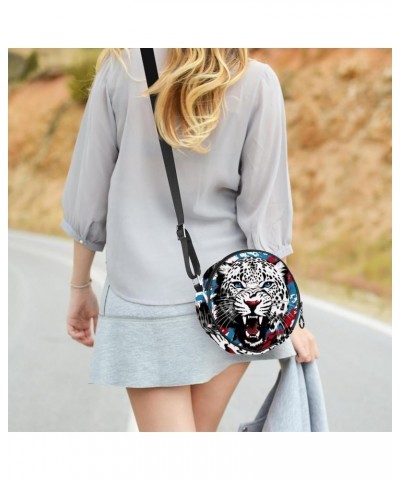 Round Crossbody Purse for Women, Shoulder Bag, animal leopard pattern art $8.78 Crossbody Bags