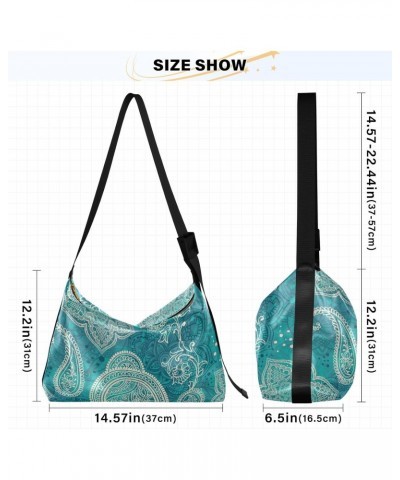 Paisley Indian Floral Hobo Shoulder Bag for Women Men PU Leather Crossbody Bag Slouchy Tote Handbags for Shopping Working Tra...