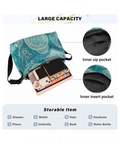 Paisley Indian Floral Hobo Shoulder Bag for Women Men PU Leather Crossbody Bag Slouchy Tote Handbags for Shopping Working Tra...