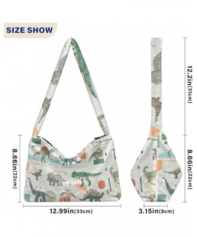 Dinosaur Cartoon Furry Tote Bag for Women Crossbody Bag Shouder Tote Handbag Shopping Work Bag with Zipper for School $9.87 T...