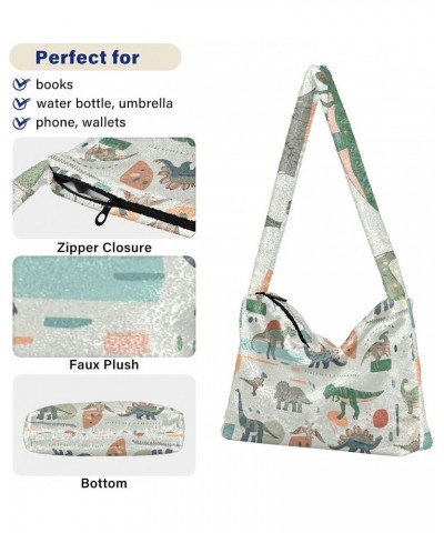 Dinosaur Cartoon Furry Tote Bag for Women Crossbody Bag Shouder Tote Handbag Shopping Work Bag with Zipper for School $9.87 T...