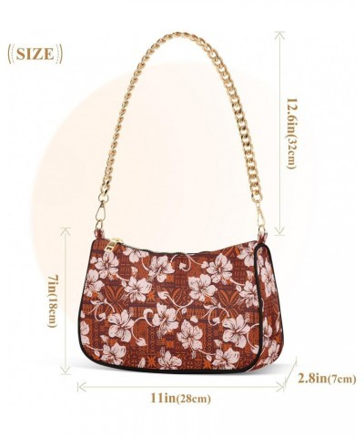 Hawaiian Hibiscus Flowers Women Shoulder Bag Clutch Chain Purse Handbags with Zipper Pocket Tote Bag for Travel Phone $14.10 ...