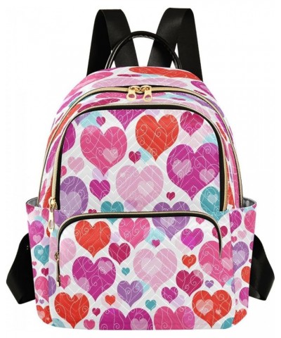 Colorful Hearts Curls Women Backpack Purse Ladies Fashion Shoulder Bag Daypack Travel Bag 7.5L Medium $15.80 Backpacks