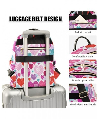 Colorful Hearts Curls Women Backpack Purse Ladies Fashion Shoulder Bag Daypack Travel Bag 7.5L Medium $15.80 Backpacks