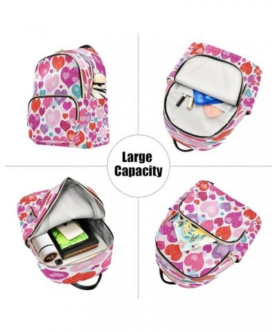 Colorful Hearts Curls Women Backpack Purse Ladies Fashion Shoulder Bag Daypack Travel Bag 7.5L Medium $15.80 Backpacks