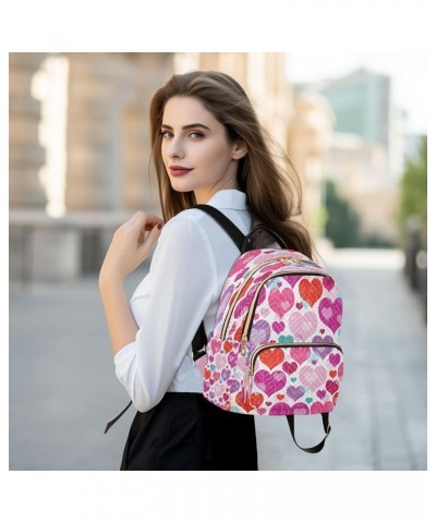 Colorful Hearts Curls Women Backpack Purse Ladies Fashion Shoulder Bag Daypack Travel Bag 7.5L Medium $15.80 Backpacks