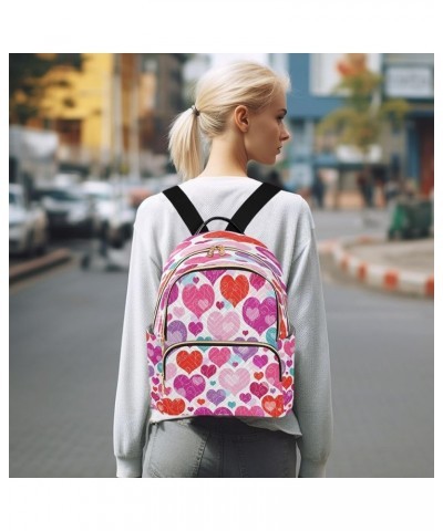 Colorful Hearts Curls Women Backpack Purse Ladies Fashion Shoulder Bag Daypack Travel Bag 7.5L Medium $15.80 Backpacks