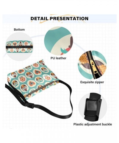 Cute Owls Soft PU Leather Shoulder Bag for Women Stylish Ladies Crossbody Purse with Zipper Closure Tote Handbag for Travelin...