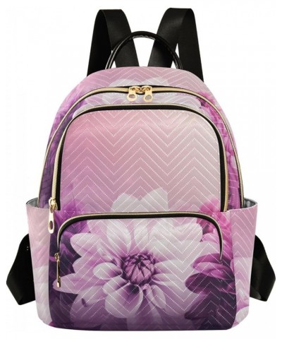 Women's Small Fashion Backpack Elegant Purple Flowers Print Ladies Travel Daypack Aesthetic Shoulder Bag 10.2×5.1×12.5 IN $18...