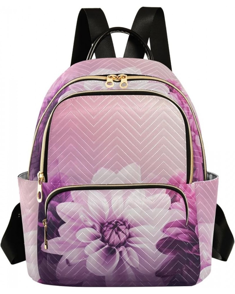 Women's Small Fashion Backpack Elegant Purple Flowers Print Ladies Travel Daypack Aesthetic Shoulder Bag 10.2×5.1×12.5 IN $18...