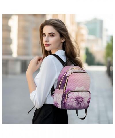 Women's Small Fashion Backpack Elegant Purple Flowers Print Ladies Travel Daypack Aesthetic Shoulder Bag 10.2×5.1×12.5 IN $18...