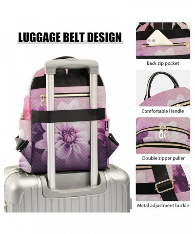 Women's Small Fashion Backpack Elegant Purple Flowers Print Ladies Travel Daypack Aesthetic Shoulder Bag 10.2×5.1×12.5 IN $18...