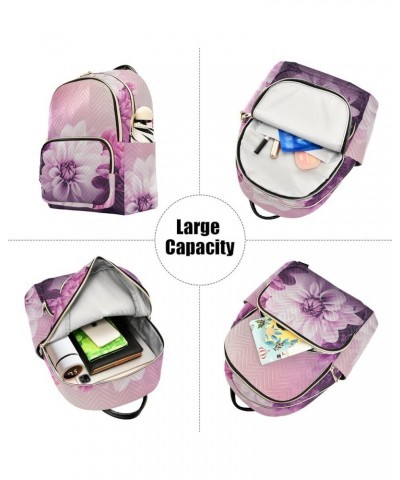 Women's Small Fashion Backpack Elegant Purple Flowers Print Ladies Travel Daypack Aesthetic Shoulder Bag 10.2×5.1×12.5 IN $18...