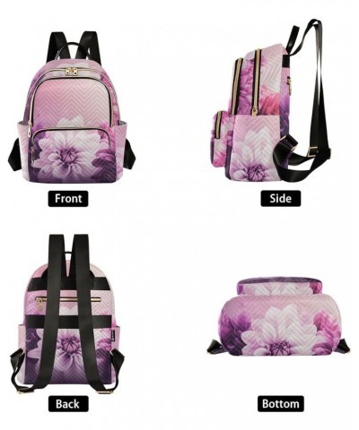 Women's Small Fashion Backpack Elegant Purple Flowers Print Ladies Travel Daypack Aesthetic Shoulder Bag 10.2×5.1×12.5 IN $18...