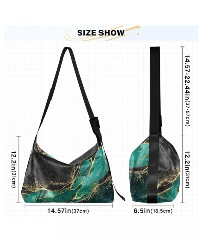 Women Boho Bag Green Gold Black Marble Modern Shoulder Bag PU Leather Pouch Crossbody Bag Large Tote Handbag For Quick Getawa...