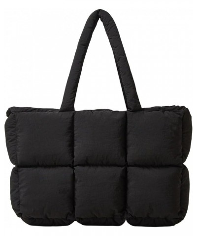 Puffer Tote Bag for Women Quilted Tote Bag Large Fluffy Handbag Dupes Gym Purse Quilted Puffy Tote Bag Black $26.51 Totes