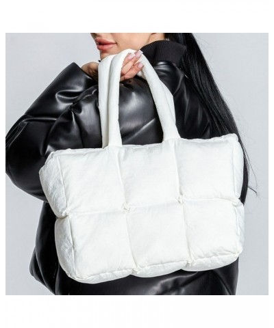 Puffer Tote Bag for Women Quilted Tote Bag Large Fluffy Handbag Dupes Gym Purse Quilted Puffy Tote Bag Black $26.51 Totes