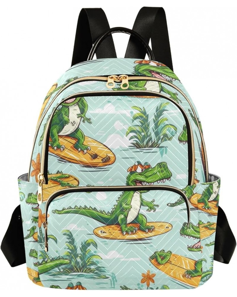 Small Backpack Purse for Women, Green Crocodile Travel Bag Casual Daypack Shoulder Bag Small $15.48 Backpacks