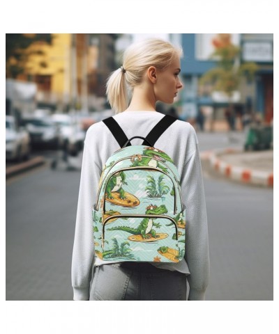 Small Backpack Purse for Women, Green Crocodile Travel Bag Casual Daypack Shoulder Bag Small $15.48 Backpacks