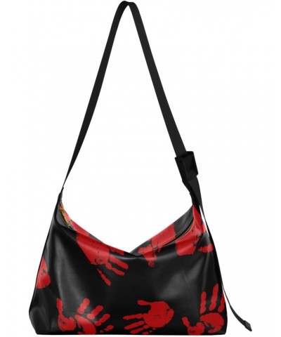 Blood Hand Black Tote Bag for Women Large Hobo Bags Hobo Crossbody Handbag Hobo Purse with Adjustable Strap for School $19.46...