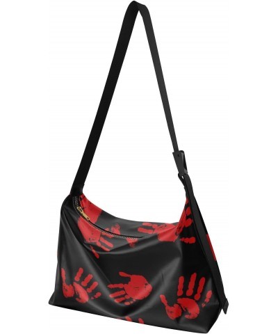 Blood Hand Black Tote Bag for Women Large Hobo Bags Hobo Crossbody Handbag Hobo Purse with Adjustable Strap for School $19.46...