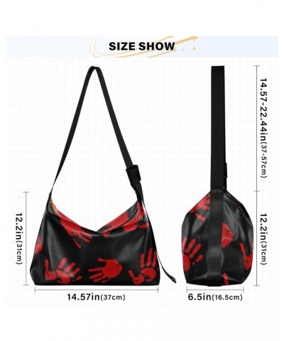 Blood Hand Black Tote Bag for Women Large Hobo Bags Hobo Crossbody Handbag Hobo Purse with Adjustable Strap for School $19.46...