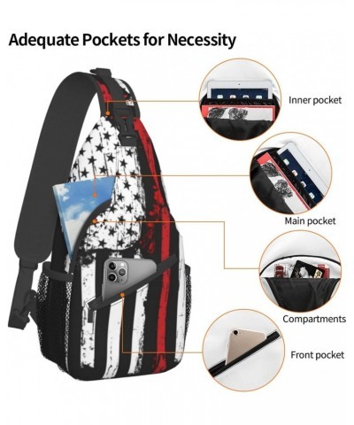 Sling Bag Firefighter Firefighting Flag Sling Backpack Crossbody Chest Bag Daypack For Hiking Travel $13.99 Backpacks