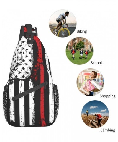 Sling Bag Firefighter Firefighting Flag Sling Backpack Crossbody Chest Bag Daypack For Hiking Travel $13.99 Backpacks