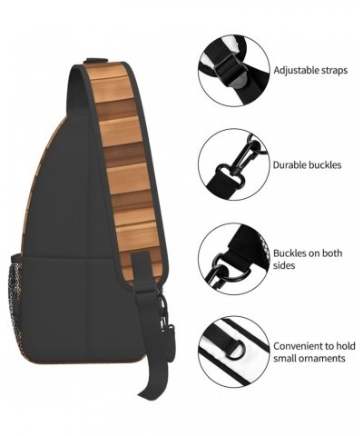 Original Wood Color Texture Crossbody Bag, Men'S And Women'S Chest Crossbody Bag, Zipper Closure, Strap Length Adjustable $16...