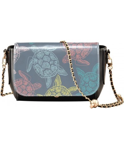 Turtles PU Leather Crossbody Handbag for Women Shoulder Purse with Adjustable Metal Chain Waterproof Crossbody Wallet for Wor...