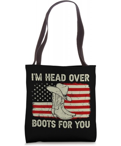 Vintage Old American Flag I'm Head Over Boots For You Tote Bag $13.75 Totes