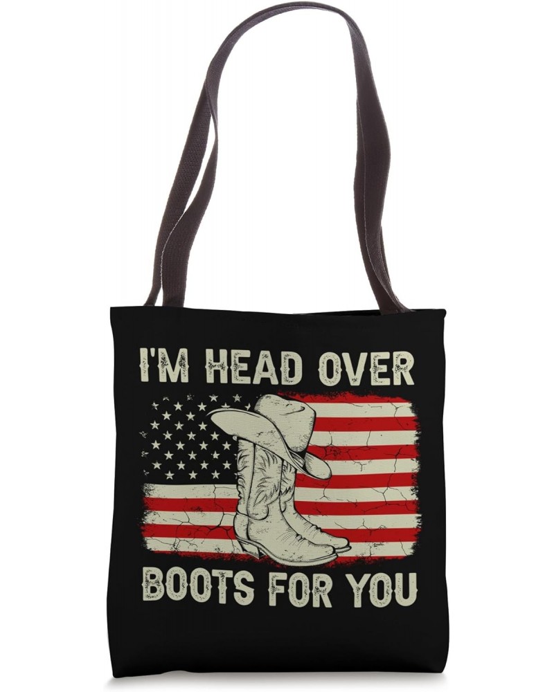 Vintage Old American Flag I'm Head Over Boots For You Tote Bag $13.75 Totes