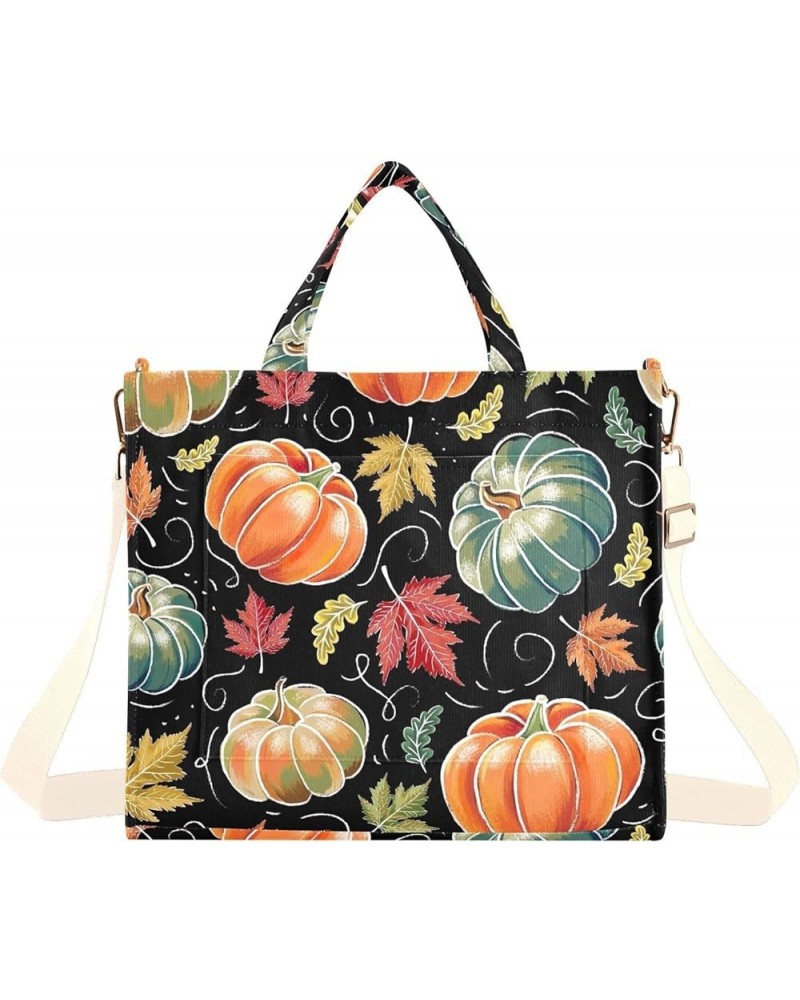 Chalkboard Pumpkin Maple Handbags Women Tote with Inner Zip Pocket, School Bag Tote, Good Gift Choice Chalkboard Pumpkin Mapl...