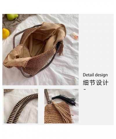 Summer new women's fashion simple single shoulder braided bag beach bag White $14.44 Shoulder Bags