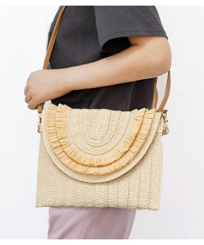 Womens Woven Straw Clutch Bags Crossbody Shoulder Bag Straw Bag Satchel Purses Woven Wallet $29.93 Totes