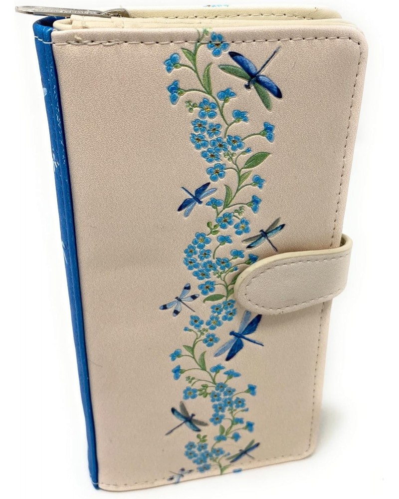 Floral Dragonflies Large Insect Wallet for Women and Teen Girls Vegan Faux Leather Beige 7 $24.29 Wallets