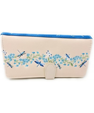 Floral Dragonflies Large Insect Wallet for Women and Teen Girls Vegan Faux Leather Beige 7 $24.29 Wallets