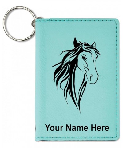 ID Holder Wallet, Horse Head 3, Personalized Engraving Included (Light Brown) Teal $11.20 Wallets