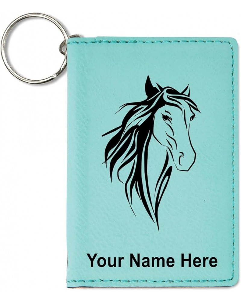 ID Holder Wallet, Horse Head 3, Personalized Engraving Included (Light Brown) Teal $11.20 Wallets