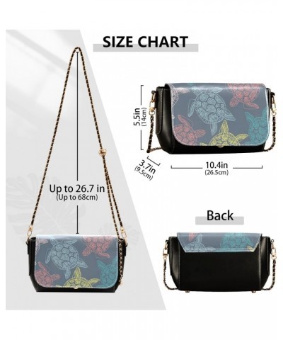 Turtles PU Leather Crossbody Handbag for Women Shoulder Purse with Adjustable Metal Chain Waterproof Crossbody Wallet for Wor...