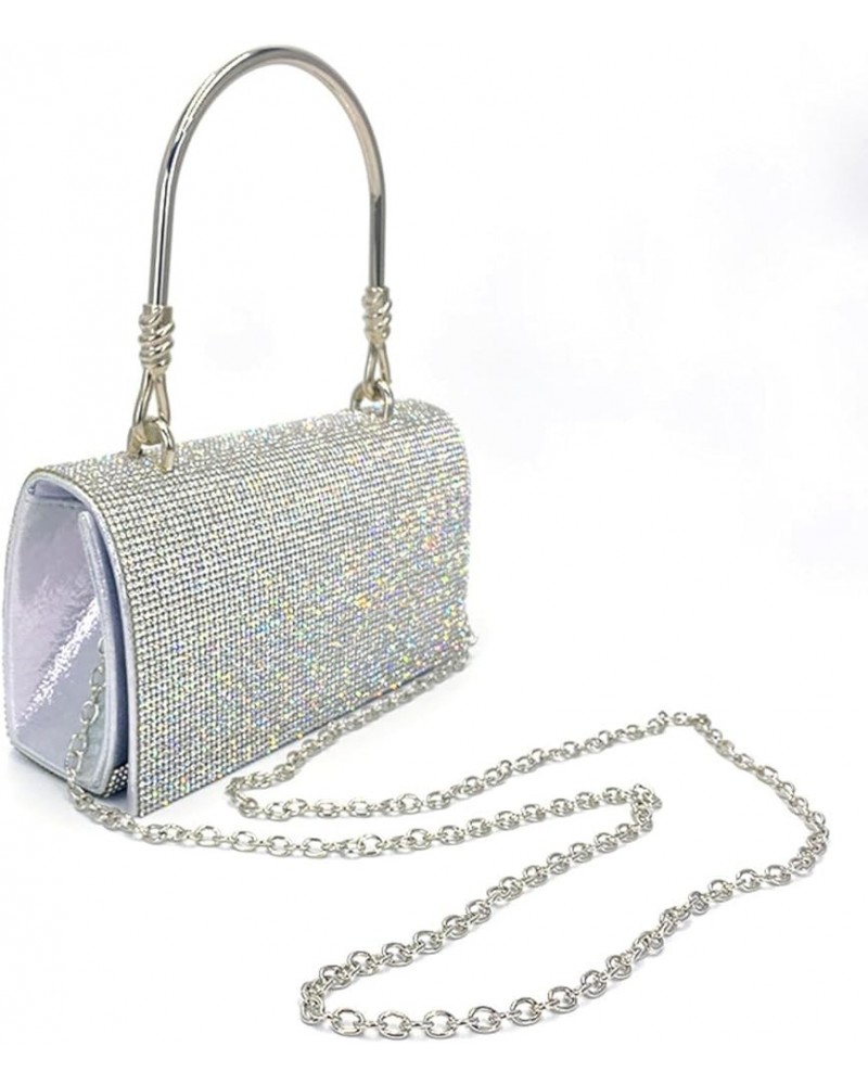 Dinner bag shining full diamond clutch European and American high sense wrist bag underarm bag Silver $26.87 Totes