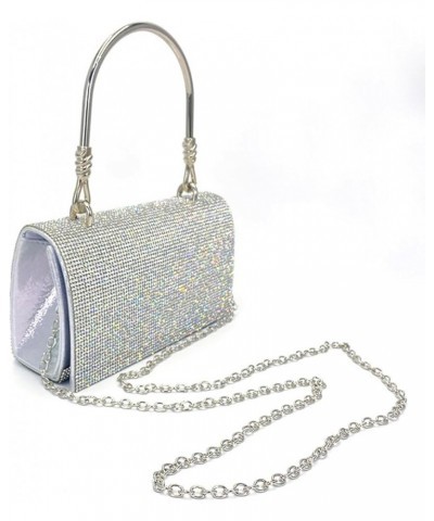 Dinner bag shining full diamond clutch European and American high sense wrist bag underarm bag Silver $26.87 Totes