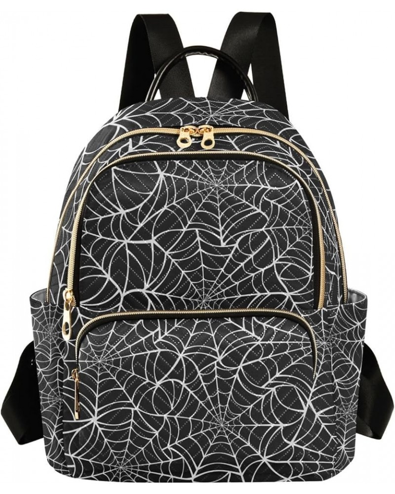 Halloween Women Backpack Black Spider Web Anti-Theft Travel Backpack with Luggage Belt Durable Lightweight Handbag Lady Purse...