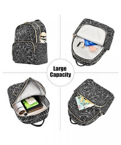 Halloween Women Backpack Black Spider Web Anti-Theft Travel Backpack with Luggage Belt Durable Lightweight Handbag Lady Purse...