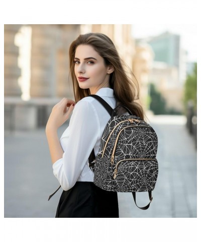 Halloween Women Backpack Black Spider Web Anti-Theft Travel Backpack with Luggage Belt Durable Lightweight Handbag Lady Purse...