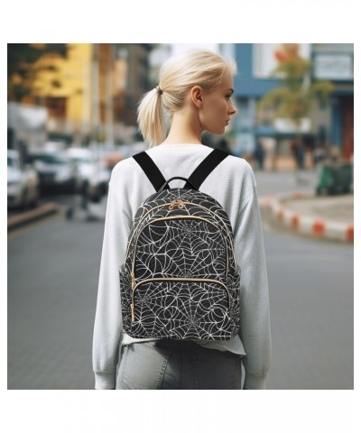 Halloween Women Backpack Black Spider Web Anti-Theft Travel Backpack with Luggage Belt Durable Lightweight Handbag Lady Purse...